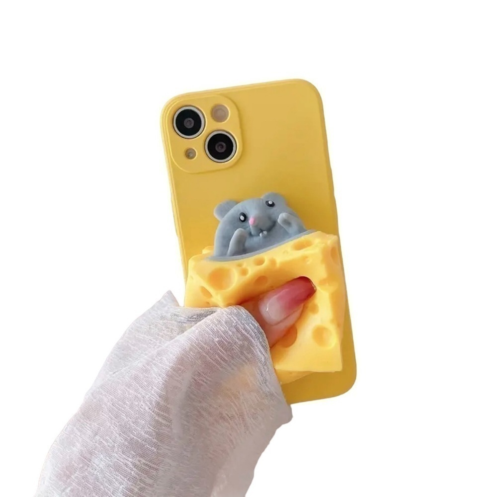 Gray Mouse and Cheese Squishy Phone Case for iPhone 12 Pro Max New Without Tags